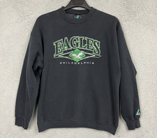 VTG 90s Philadelphia Eagles Sweatshirt Adult LG NFL Logo Athletic Black Crewneck