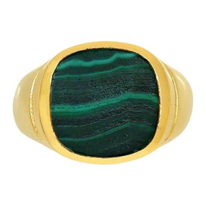 Authentic 18K Gold Plated Natural Malachite Eye - Congo Ring s.7 Jewelry TR01358