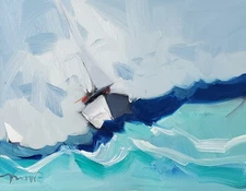 Impressionist Seascape Art PRINT by Artist Jose Trujillo Ocean Waves Horizontal