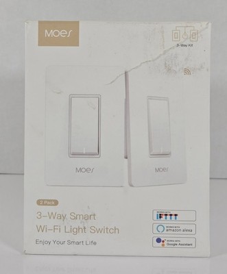 MOES 2PC 3-Way Smart WiFi Light Switch - Model SS01 - Alexa Google