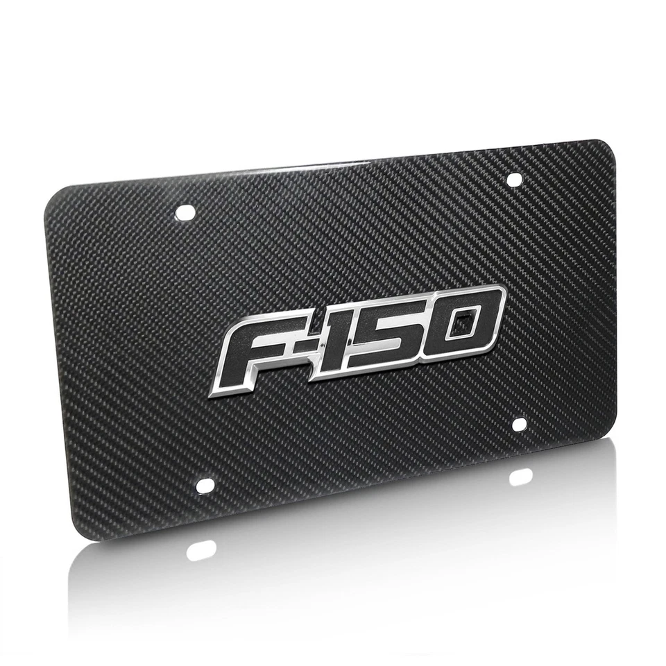 Ford F-150 2009 to 2014 3D Logo 100% Real Black Carbon Fiber License Plate - Image 2 of 4