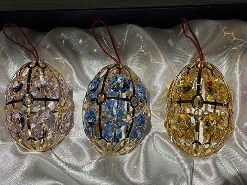 Fabergé Imperial Collection Gold Plated Crystal Egg Ornament Set of 6 - Unused - Picture 5 of 15