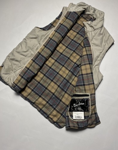 Barbour Vintage Quilted Waistcoat Men's Vest Beige Size Large - Picture 14 of 16