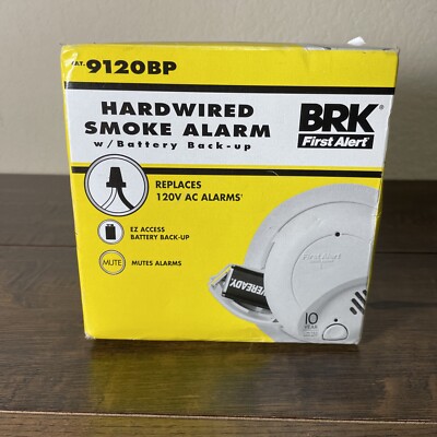 BRK FIRST ALERT 9120BP Hardwired battery backup smoke alarm replaces 120V AC NEW