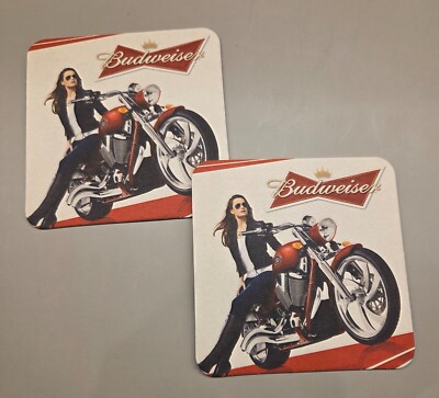 Harley-Davidson Budweiser Beer Coaster 2014 Vintage Style Biker Bar Memorabilia