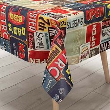 Wachstuch Tischdecke C144271 American Diner BBQ Burger Steak eckig rund oval