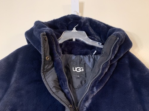 Ugg Keeley Convertible 2-in-1 faux fur puffer jacket black navy NWT size XL $428 - Picture 3 of 9