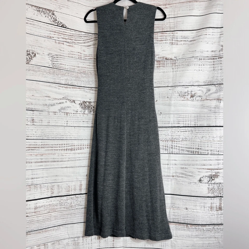 Vestido individual para mujer talla mediana mezcla de lana cachemir tejido con cuentas gris cambio midi Foto 4 de 4