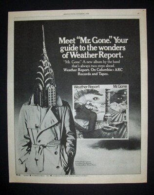 Weather Report Mr. Gone 1978 Poster Type Advert, Promo Ad 2