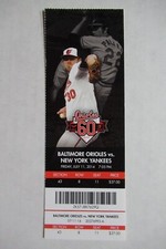 BALTIMORE ORIOLES VS NEW YORK YANKEES 7/11/2014 FULL TICKET~ CHRIS TILLMAN