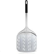 12" Perforated Pizza Peel Long Handle31" Anodised Aluminum Pizza Spatula Padd...