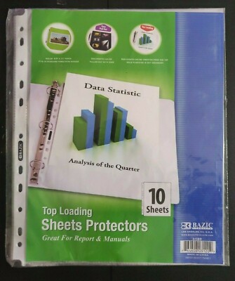 Bazic Products Standard Weight Clear 10 Pack Top Load Sheet Protectors (NEW)