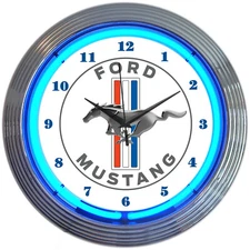 Ford Mustang Neon Clock sign Licensed light GT 5.0 Racing V8 Dads Garage lamp 