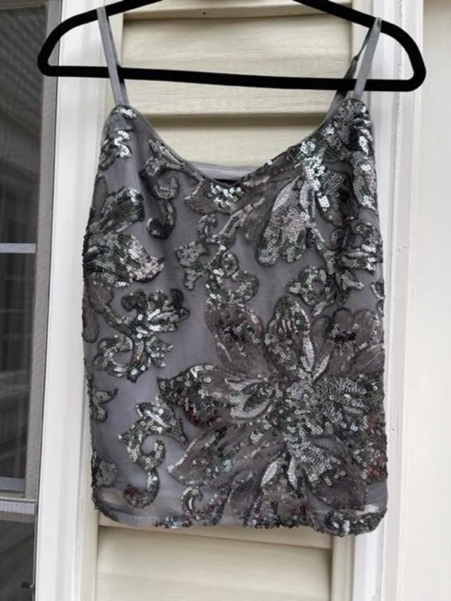 NWOT White House Black Market (WHBM) Sequin Flower Cami, Size XS