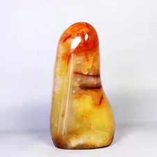 397g Natural Red Orange White Carnelian Agate flame Freeform Crystal Madagascar