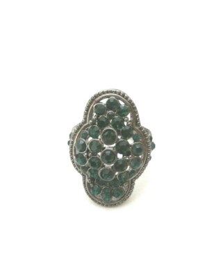 Gorgeous Green Rhinestone Cutout Statement Ring Gunmetal Sizes 6.5,  7.5 BN