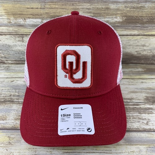 Oklahoma Sooners Sombrero Para Hombres Snapback OSFM Nike Trucker OU Parche C99 Carmesí Swoosh