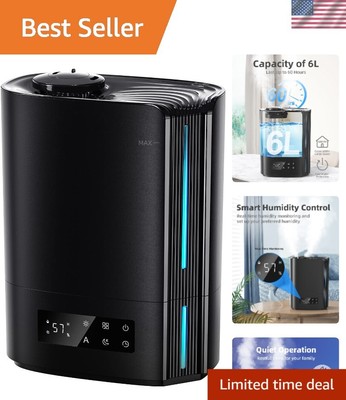Cool Mist Ultrasonic Humidifier 6L with Aromatherapy - Safe for Babies & Plants