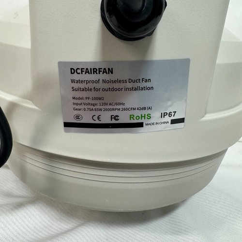 4 Inch Radon Mitigation Inline Duct Fan, Quiet, High 260CFM, IP67 Waterproof - Picture 2 of 5
