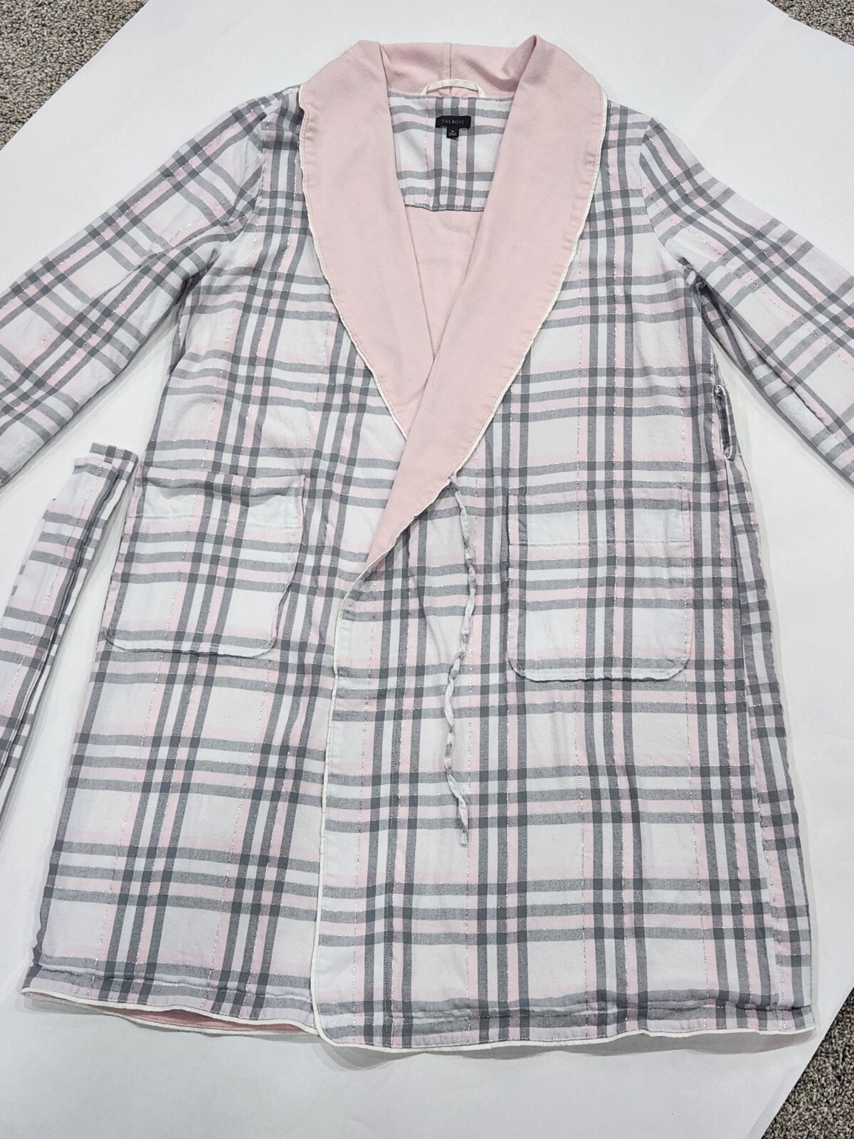 Talbots Robe Medium Two Layer Pink Gray Metallic … - image 1