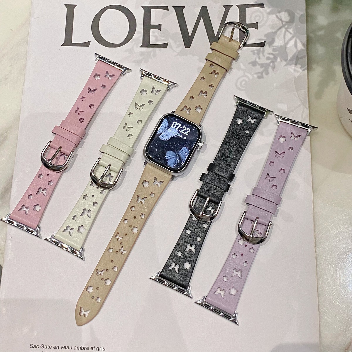 NEW Butterfly Apple Watch band Butterfly Animal Apple Watch Silicone Engraved Band – Lux  main image 3
