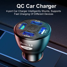 1x 4 USB Car Charger Adapter Mobile Phone QC 3.0 Fast Charging Car Accessories