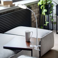 Led Tisch Klemm Lese Leuchte Wohn Zimmer Flexo Spot Strahler Beleuchtung Silber