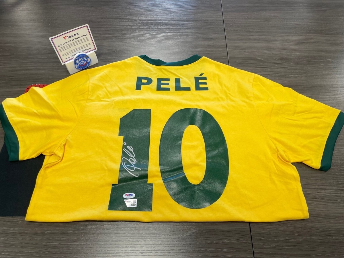 Pele Autographed Soccer Jersey - Fanatics and PSA