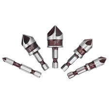 5Pcs 1/4" Shank HSS Countersink Drill Bit 82  5-Flute Cobalt M35 Chamfer Cutter