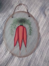 Vintage 13" glass Plaque carrots