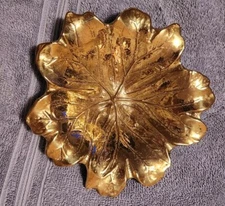 Vintage VIRGINIA METALCRAFTERS Brass Mayapple Leaf  7.25 Inch