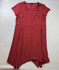 AB Studio Dress Women’s Size XL Heather Red Round Neck Cap Sleeve Mid Length