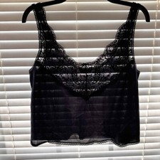 Vtg 00's Adonna Camisole Black Floral Lace Tank Top Sz Measured Chest 36 USA