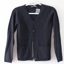 NWT Bonpoint Boy's 67 Long Sleeve Wool Button Front Cardigan Sweater Black 12