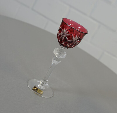 WMF Crystal Cabinet Bleikristall Römer Kelch Likör Kristall Glas Rot 70er Jahre