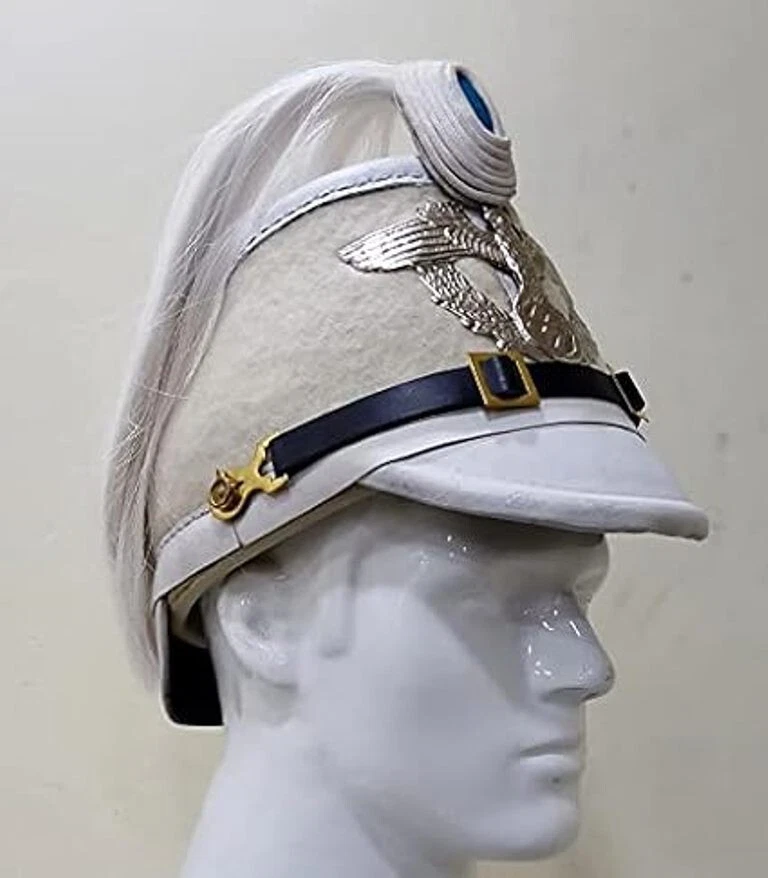 Casco Shako prusiano de cuero blanco para rangos de oficiales del Jagerbatallion Foto 3 de 4