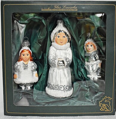   Die Schneekönigin + Gerda + Kai Lauscha Glas Märchen Christbaumschmuck 50E