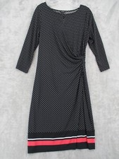 Talbots Dress Medium Polka Dot Stretch Knit Stripe Sheath Career Lightweight