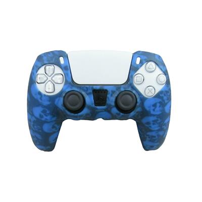 For PS5 Controller Grip Cover Silicone Blue Skulls Design Gaming Accessories