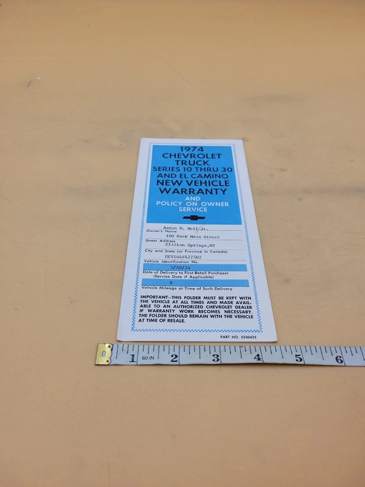 Chevrolet Truck Series 10-30 El Camino 1974 vehículo nuevo garantía política del propietario Foto 2 de 4