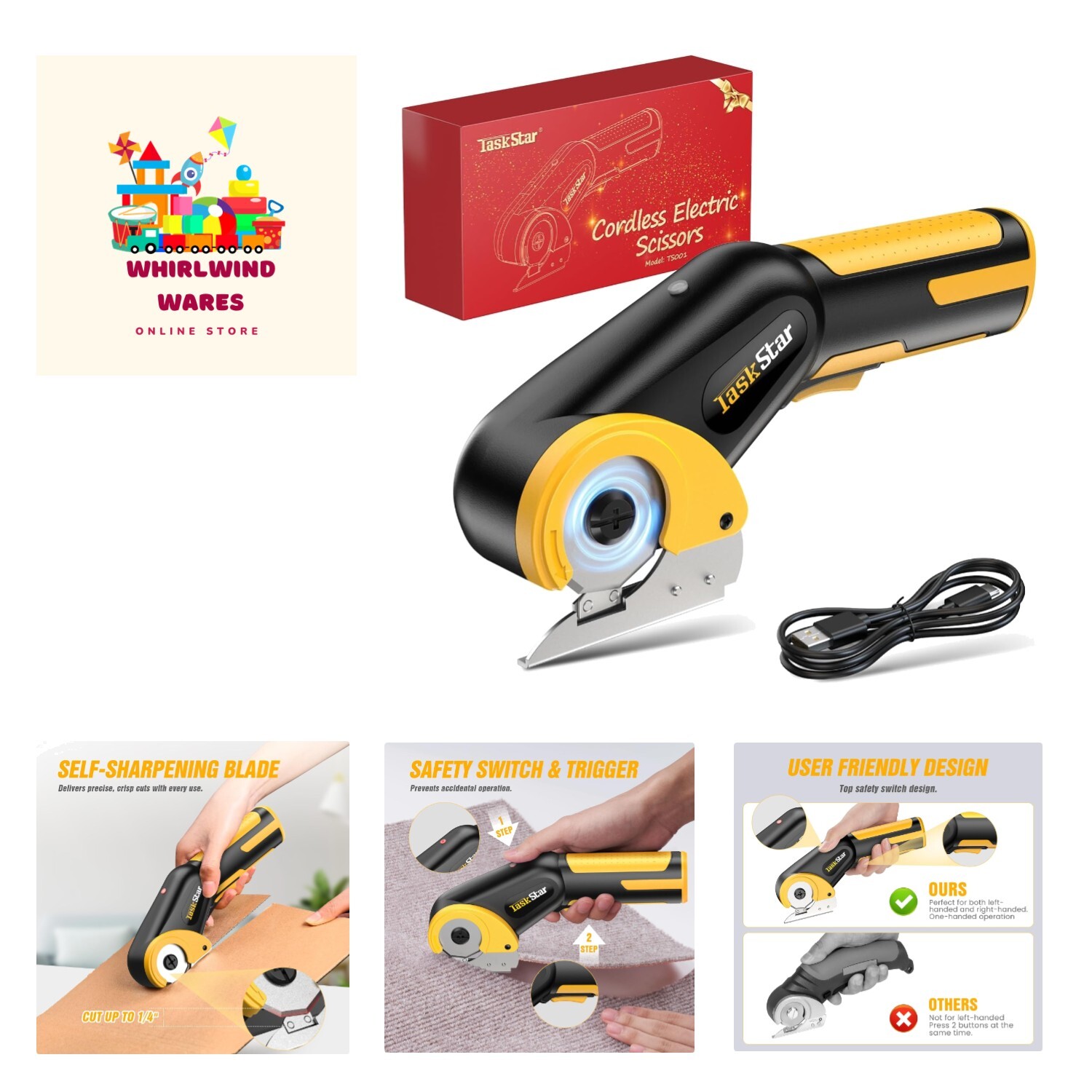 Cordless Electric Scissors,4V Electric Box Cutter w/Safety Lock,Storage Bag,&... eBay