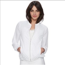 Elle Bright White Tropic Fresh Eyelet Jacket Size M