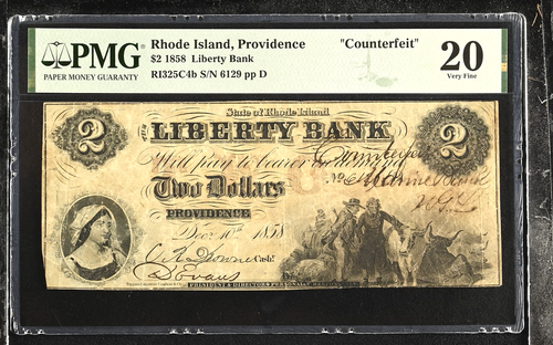 RI $2 PROVIDENCE Rhode Island Liberty Bank Dec 12 1858 PMG VF20 Haxby RI-325 C4b