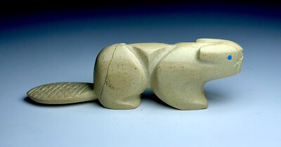 Native Zuni Stone Beaver Fetish By Loubert Soseeah & Rosella Lunasee