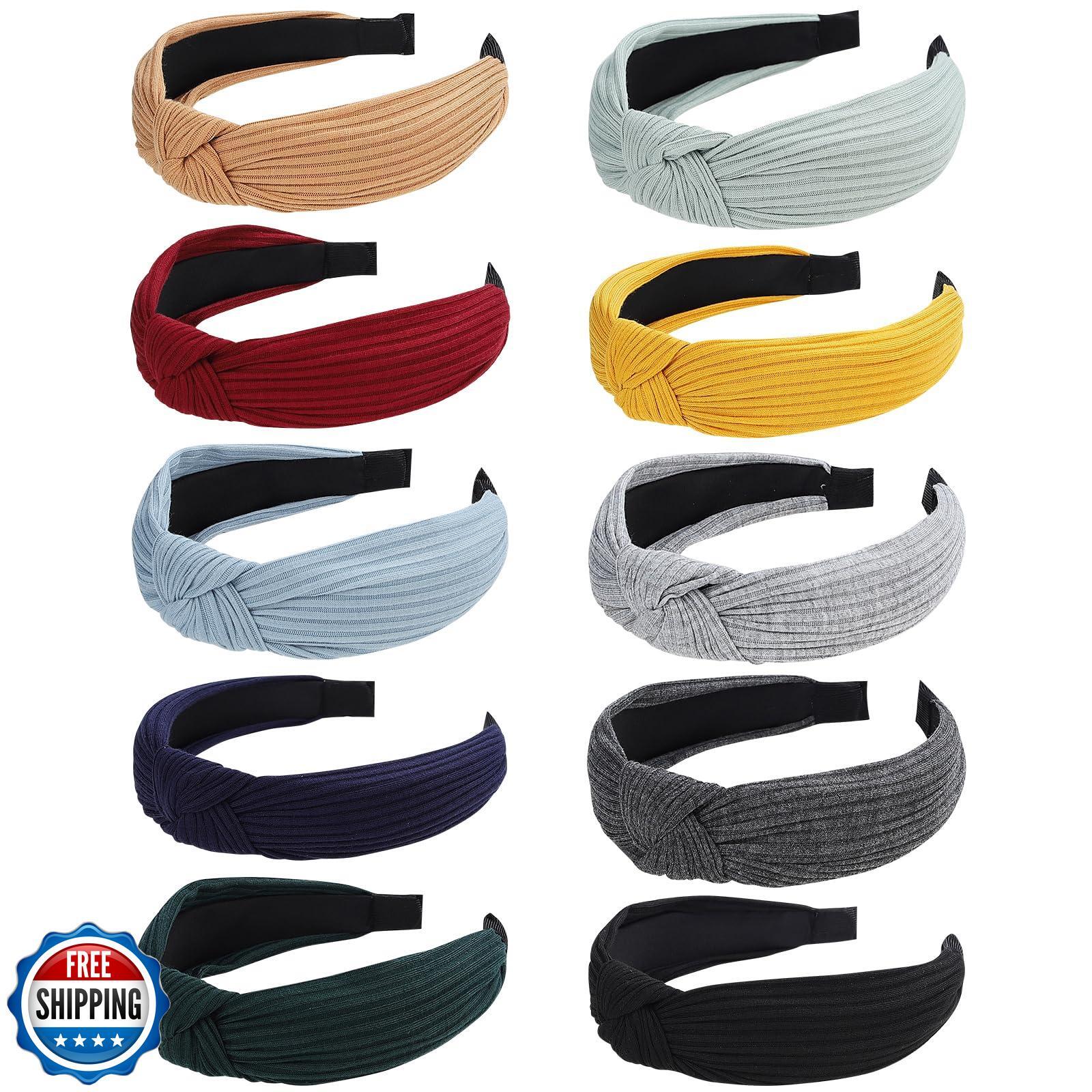 Fishinsea 10 Pack Knotted Wide Headbands for Women Cute Fashion Head Wrap Non