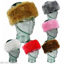 Ladies/Womens Soft Luxury 4 Inch Faux FOX FUR HEADBAND Ear Warmers SKI Hat NEW
