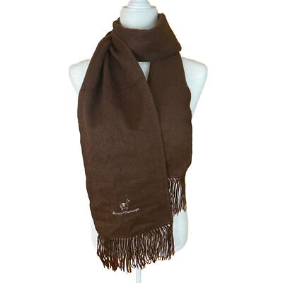 Alpaca Camargo Brown Long Scarf 9-inches x 68-inches with 4-inches Fringe
