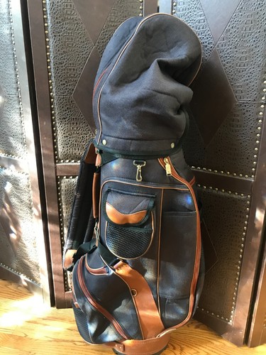 Bolsa de golf Knight 15 vías vinilo/lona con capucha de lluvia y correa para el hombro - negra/bronceada - Imagen 4 de 24