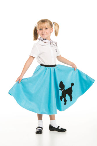 Turquoise Poodle Skirt for Youth Girls with Scarf ~ WHOLESALE 48 Piece Case Pack - Picture 2 of 5