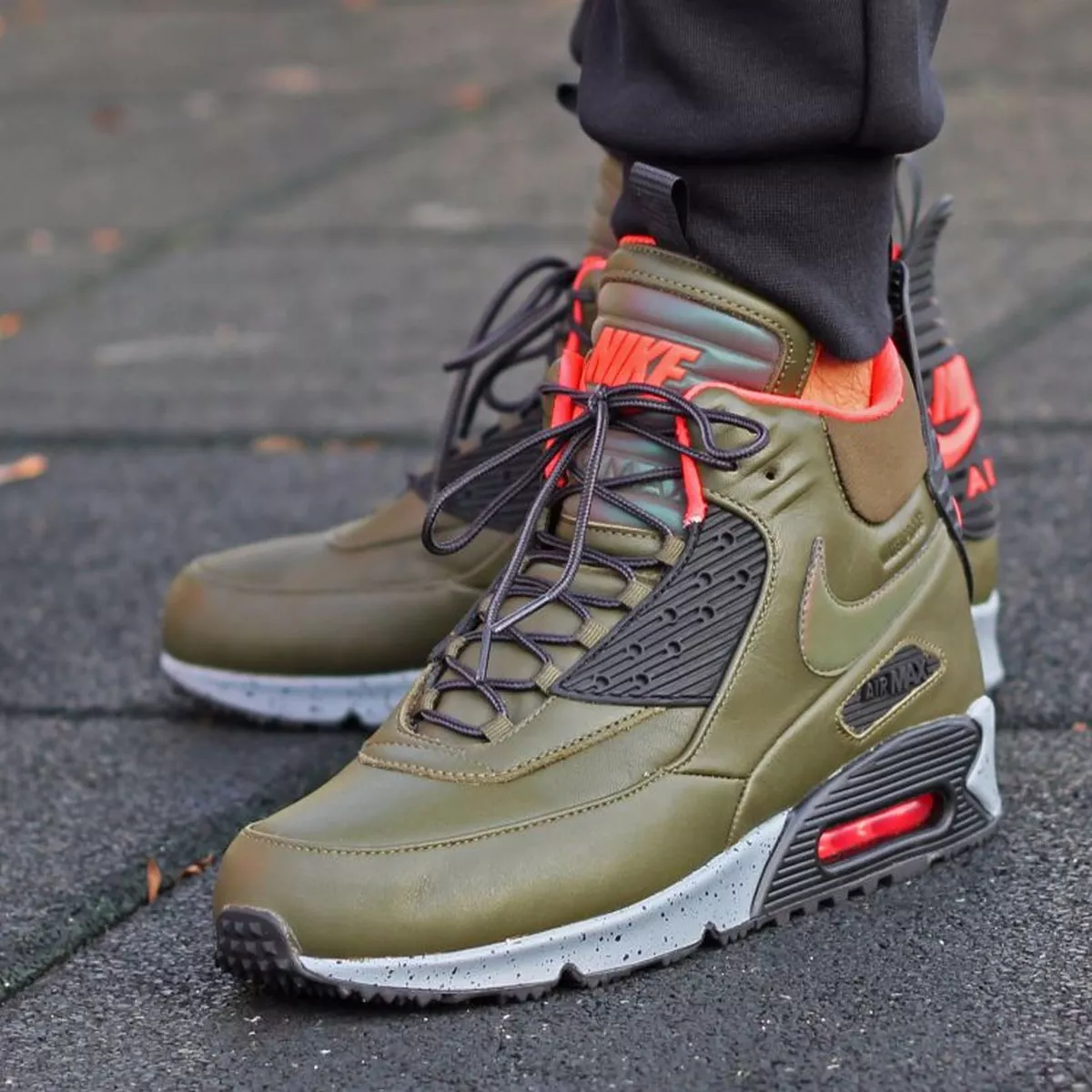 Paleis schuifelen olifant NIKE Air Max 90 Sneakerboot Mens Shoes Sz 8 684714-300 Dark Loden/Black  Leather 888410025420 | eBay